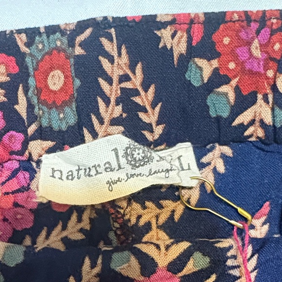 NATURAL LIFE Wide Leg Pants - Navy and Pink Floral - Picture 3 of 10